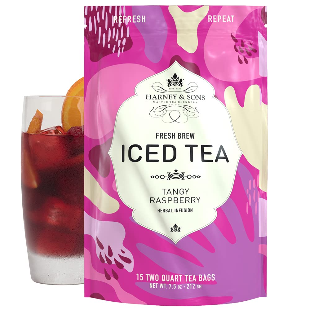 Harney & Sons Tangy Raspberry Iced Tea Fresh Brew Brews up to 30 Quarts 15 Count