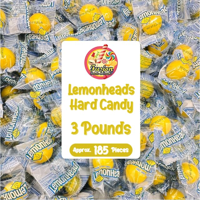 Lemonhead Candy - 3lb Bulk Bag (Approx. 185 Count) Individually Wrapped Original Lemon Head Hard Yellow Candies - The Perfect Candy For Parties Holiday Movie Nights And Snacking