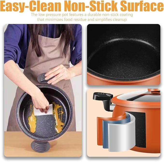 Multifunctional Large Capacity Non-stick Pressure Cooker, 5.3QT electric pressure cooker, Anti-Scalding Handle & Visual Glass Lid, Non-Stick Pans,Easy to Clean,for Family Meals, Soups, Stews (Green)