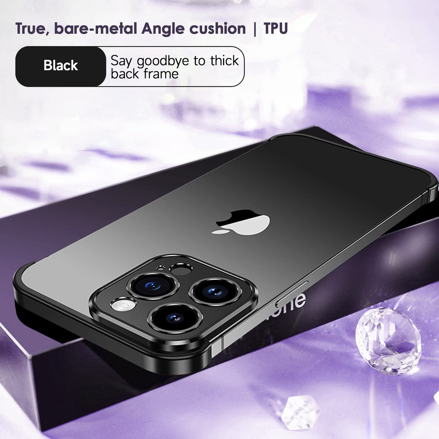 Losin Compatible With Iphone 15 Pro Max Case With Camera Lens Protector, Aluminum Metal Frameless, Borderless Design, Slim Thin