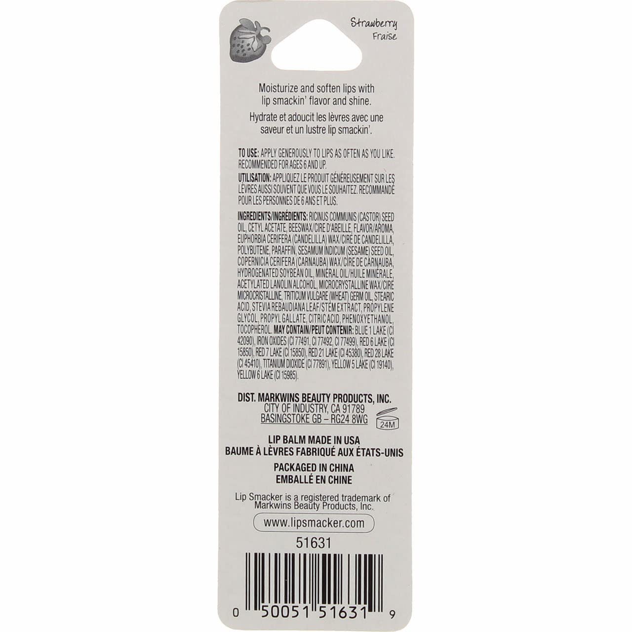 Lip Smacker Strawberry Lip Balm, 0.14 oz (Pack of 10)