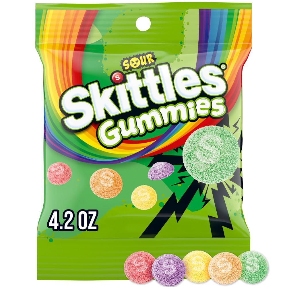 SKITTLES Gummies Sour Tart Gummy Candy 4.2 Oz Bags (Pack of 12) Bulk Candy