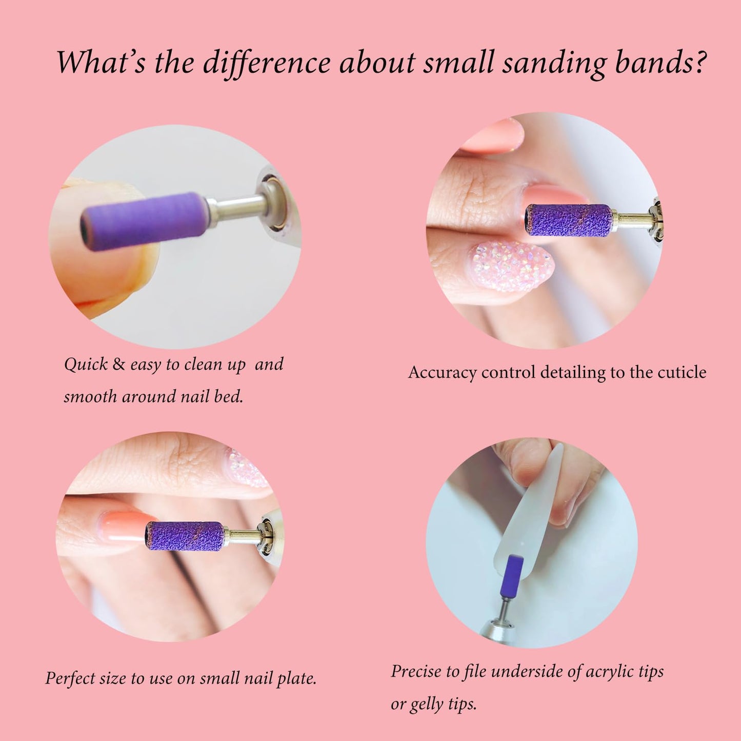 BITNBITH 100pcs Small Nail Sanding Bands for Nail Drill, 3.1mm Mini Nail Sanding Mandrel Bits 80 Grit Coarse Nail File Bits for