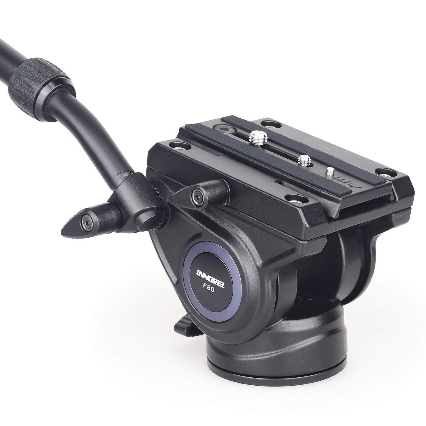 Heavy Duty Tripod Fluid Head-Innorel F80 Drag Pan Cameras Video Fluid Head With 1/4 And 3/8 In Screws Sliding Plate Cnc Professional Panoramic Max Load 24.5Lb/12Kg For Dslr Camcorders Shooting Film -Like New