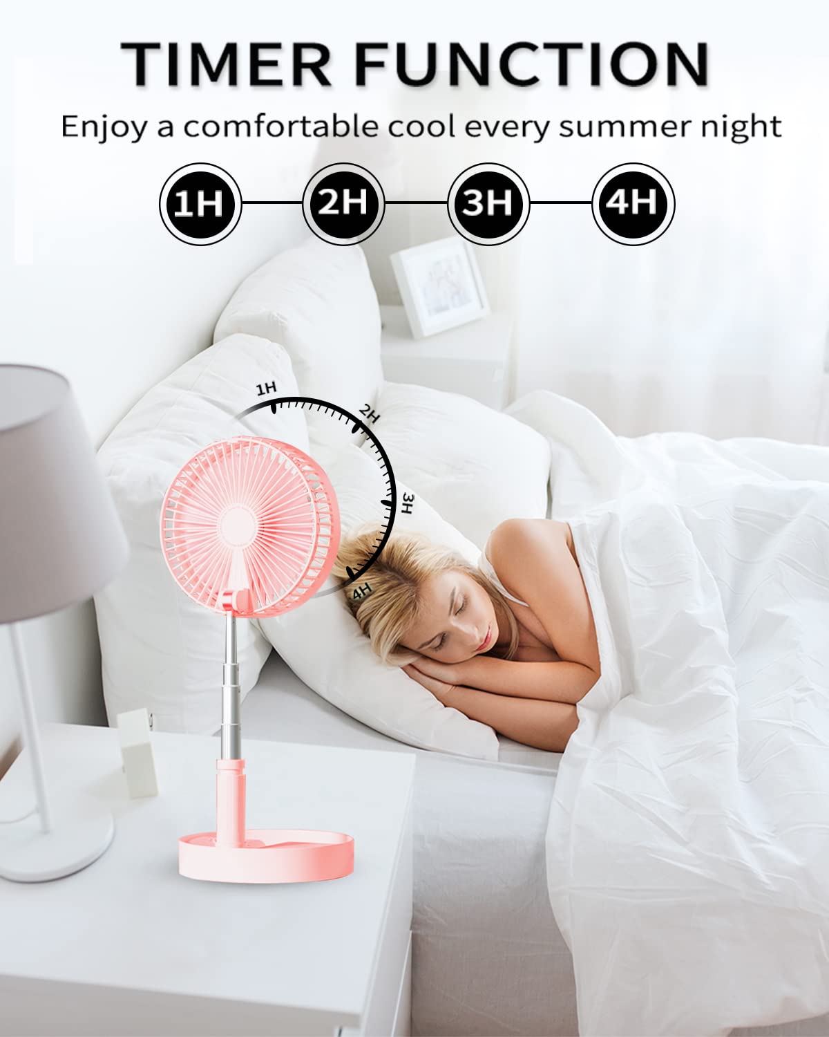 Un Unitedtime Desk And Table Fan, Foldable Fan Portable Travel Fans Battery Operated,Adjustable Height My Foldaway Fan With Remo