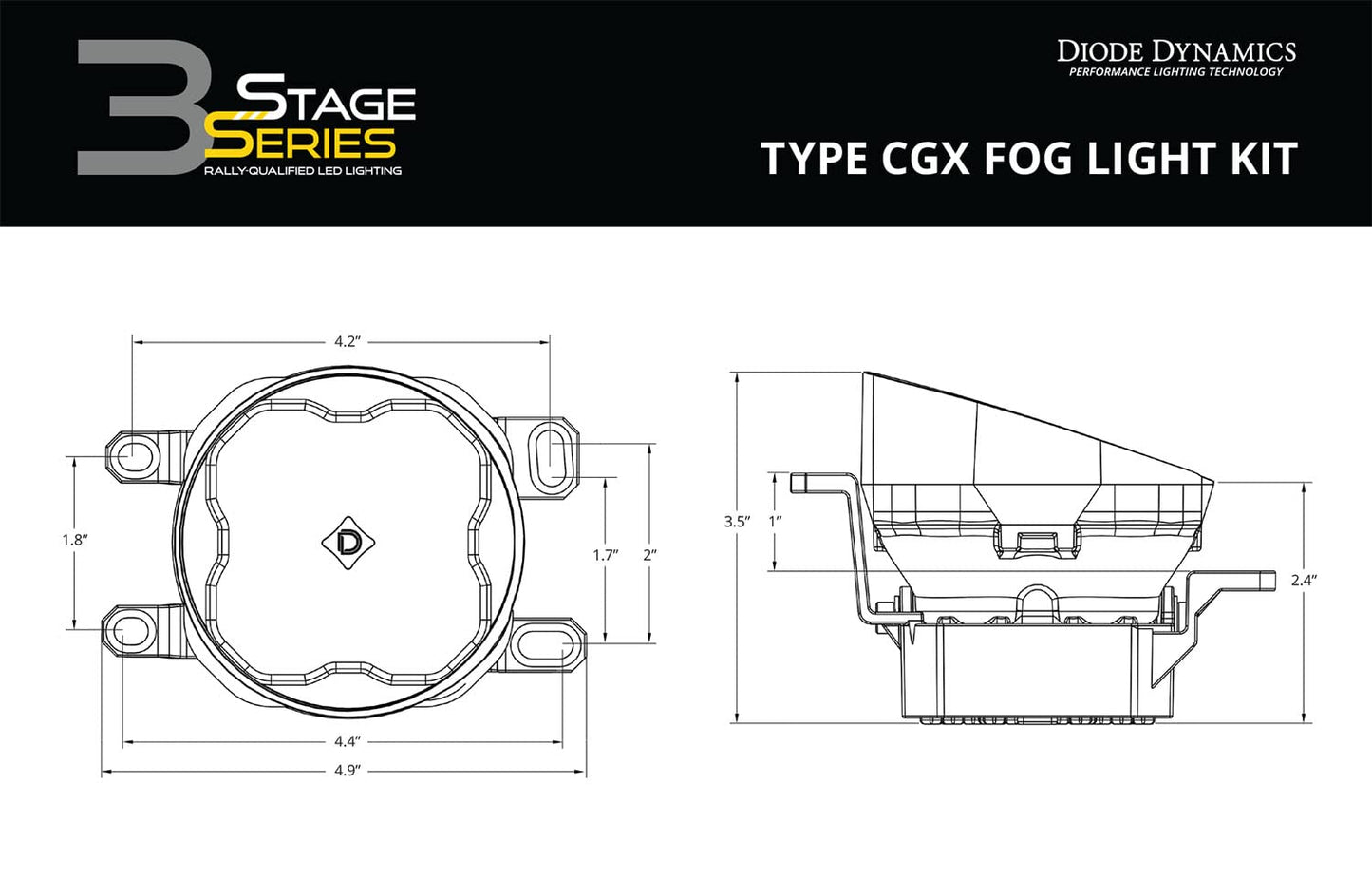 Diode Dynamics Stage Series 3In Sae Dot Fog Light Kit For Lexus Gx 460, Is 250/350, Toyota 4Runner, White Driving Pro