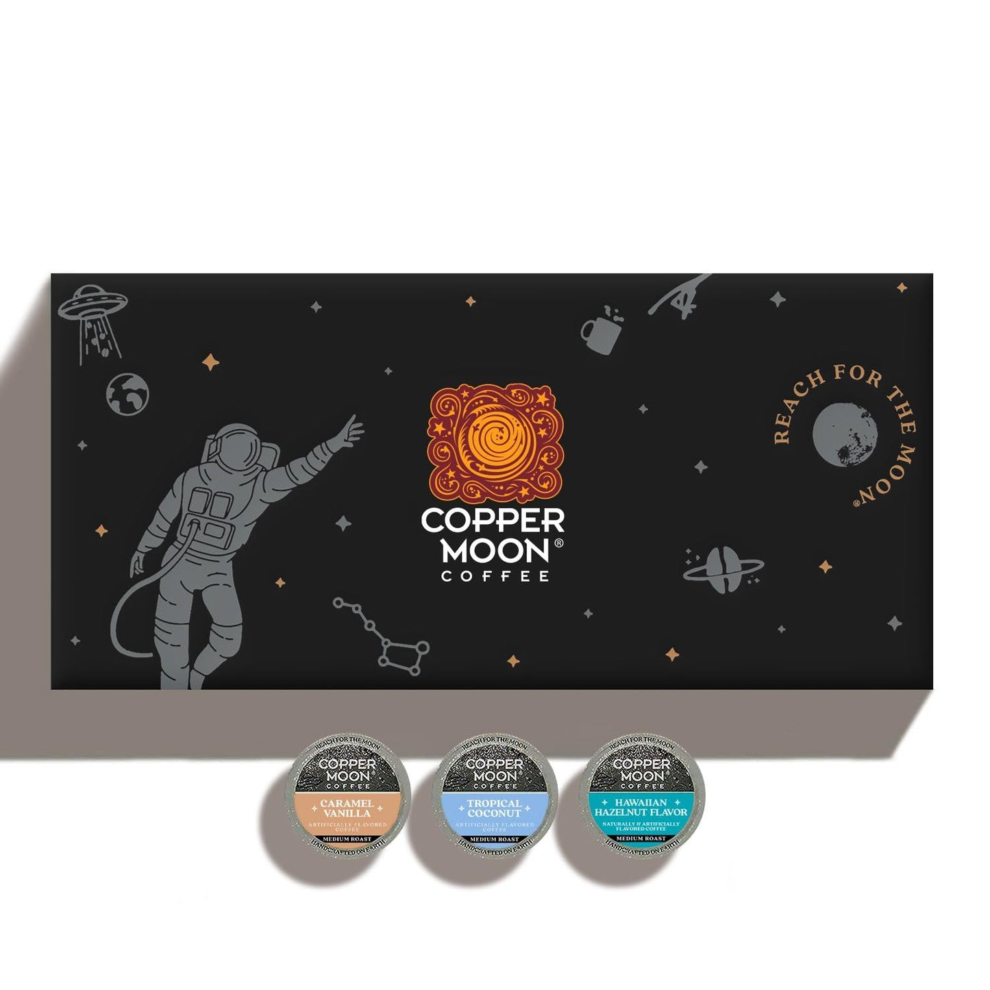 Copper Moon Single Serve Coffee Pods For Keurig K-Cup malt-inspired Flavored Variety Pack (Caramel Vanilla Tropical Coconut Hawaiian Hazelnut) 60 Count