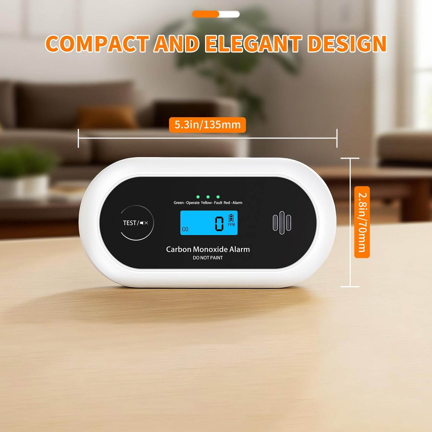 Carbon Monoxide Detector,Portable 10-Year Sealed Battery CO Alarm with LCD Display, CO Detector for Home ,Office and Travel