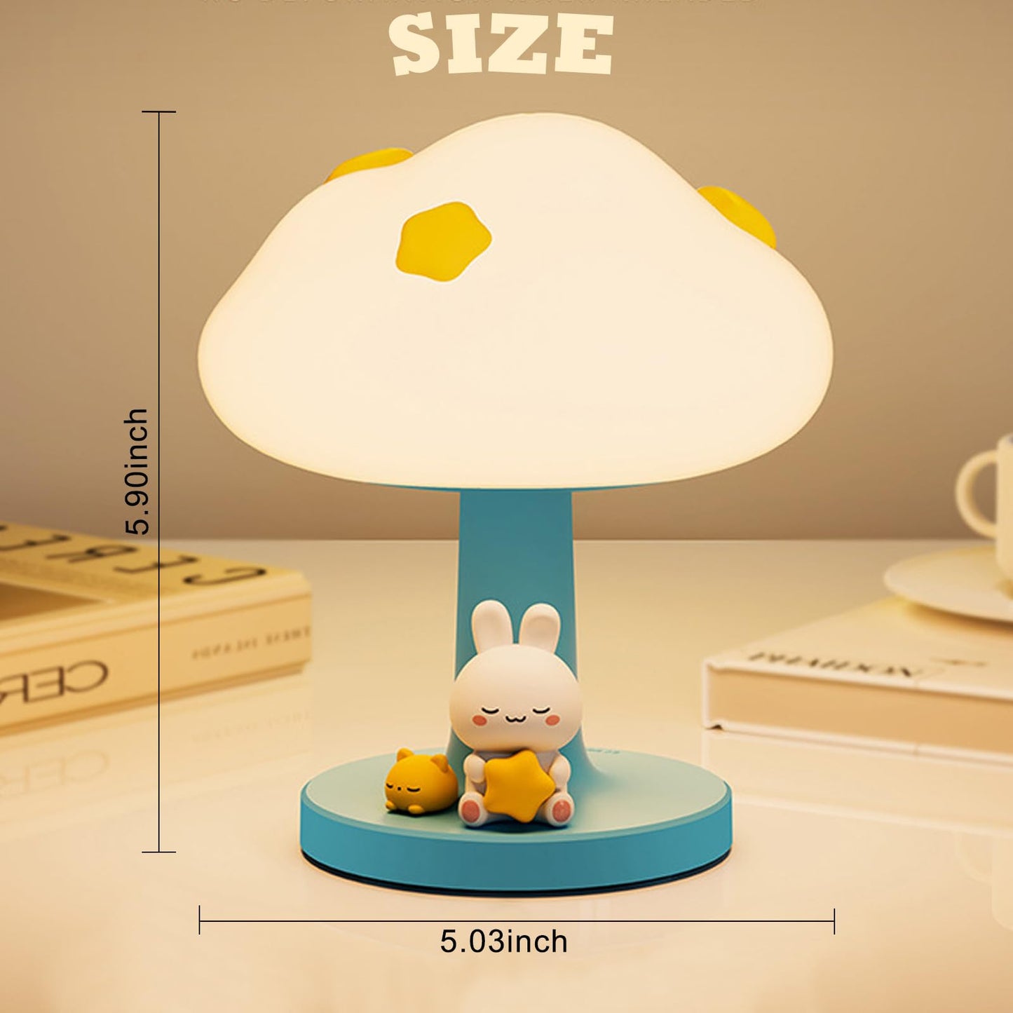 Cloud Bedside Lamp For Kids Cute Silicone Portable Touch Lamp With 3-Levels Brightness Rechargeable Night Light For Bedroom ChildrenS Room Dimmable Led Table Lamp Gift For Kids Boys Girls (Blue)