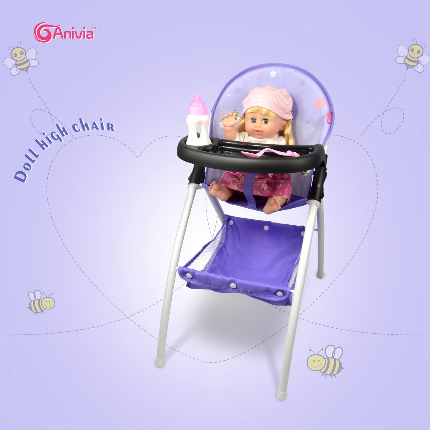 Anivia Baby Doll High Chair, Toy High Chair for Baby Doll (DH010-PURPLE)