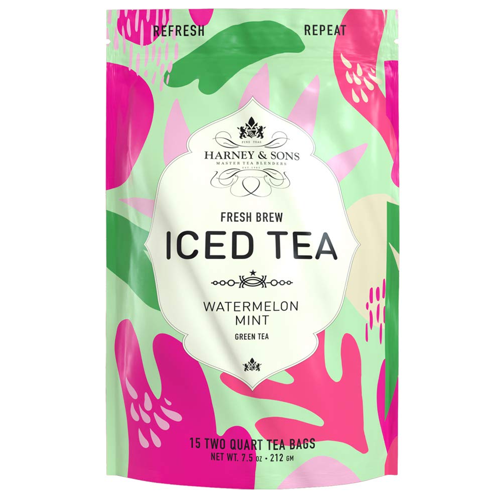 Harney & Sons Fresh Brew Iced Tea Two Qt Tea Bags Watermelon Mint 15 Count