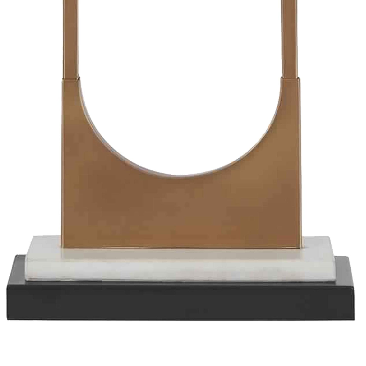 Benzara U Shaped Metal Table Lamp, Gold And Black With Marble Base, Model Bm226575