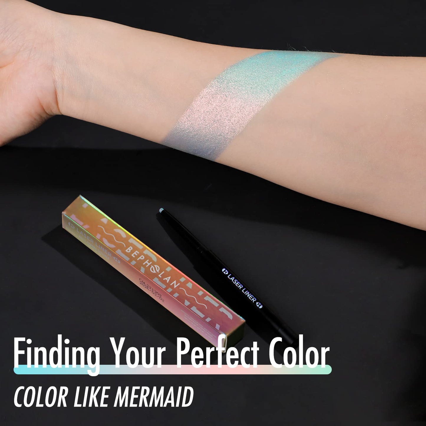 BEPHOLAN Pink Blue Eyeliner Pencil,2-in-1 Color Waterproof Glitter Gel Eye Liner Highligter,Mermaid Korean Makeup Waterline Eyel