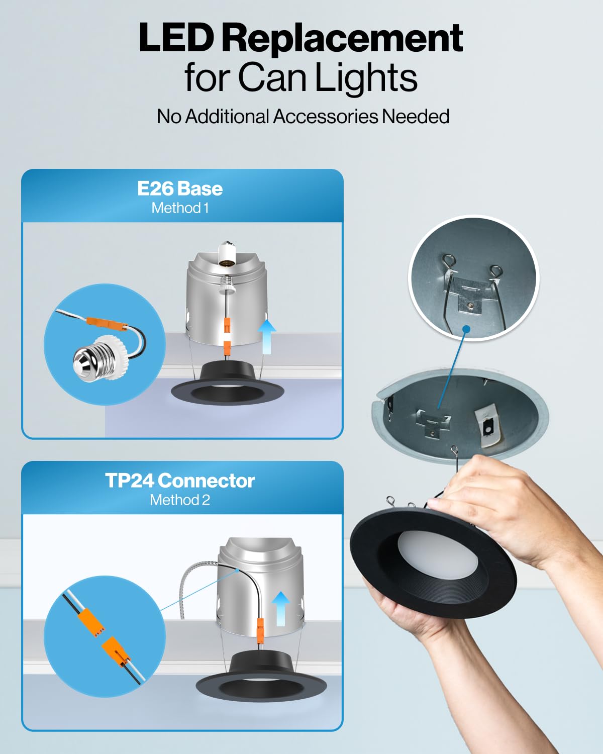 Sunco LED Recessed Lighting 5CCT Dimmable Can Lights 6 Inch Black 13W=120W Model DL_BF6-BK-2750K-24PK