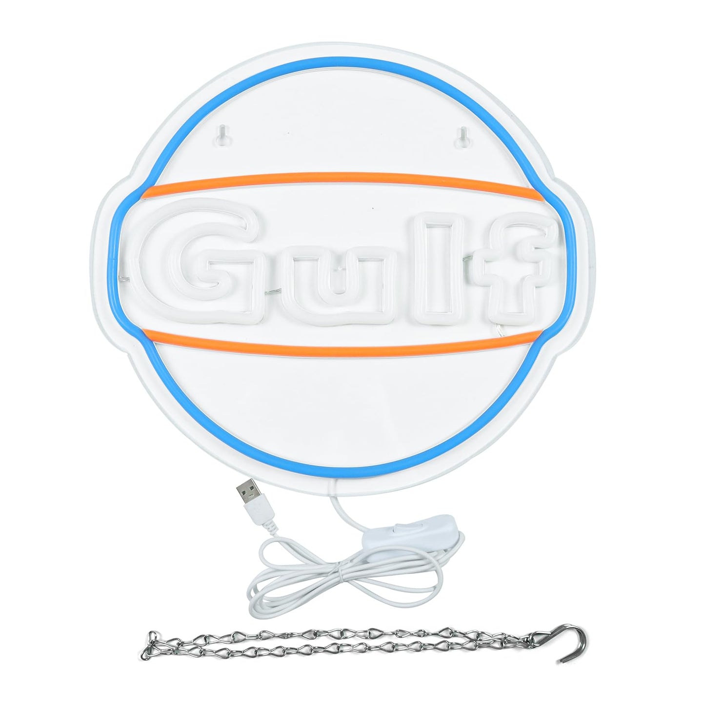 Wonderfullife Gulf Neon Sign For Garage Decor Led Signs For Bar Man Cave Wall Decor Lube Store Or Gasoline Station Display Lighting Easy Hanging.