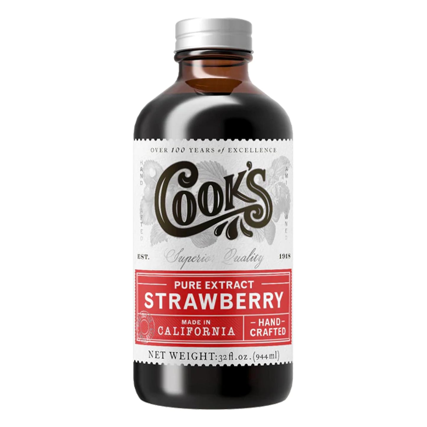 Cooks, Strawberry Extract for Baking, Preserves, Syrup, Cookies, Cakes, 32 oz