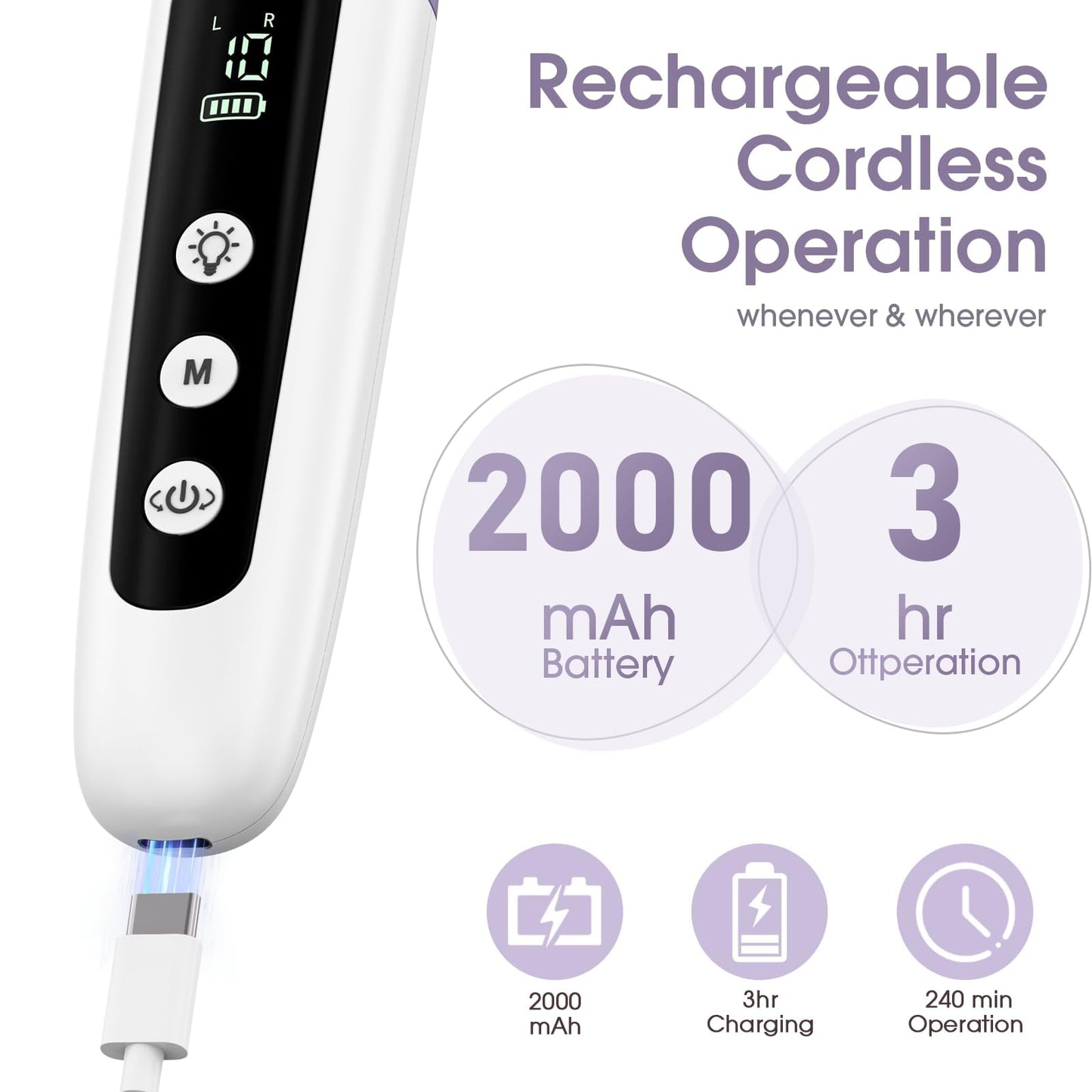 Professional Manicure Pedicure Kit with Memory Modes, Cordless Electric Nail File Set 10 Speed Portable Nail Drill Machine, Pedi