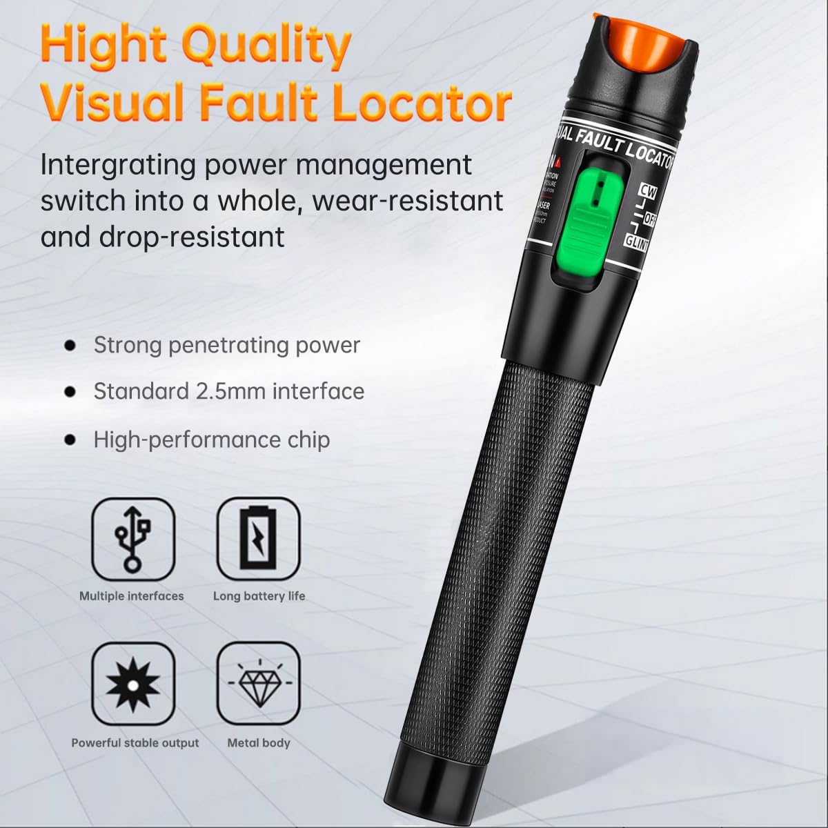 Moocci Visual Fault Locator Fiber Optic Tester - Fiber Optic Cable Tester Meter with FC to LC Adapter - Tools Tester Kit for LC/FC/SC/ST, Network Cable Test