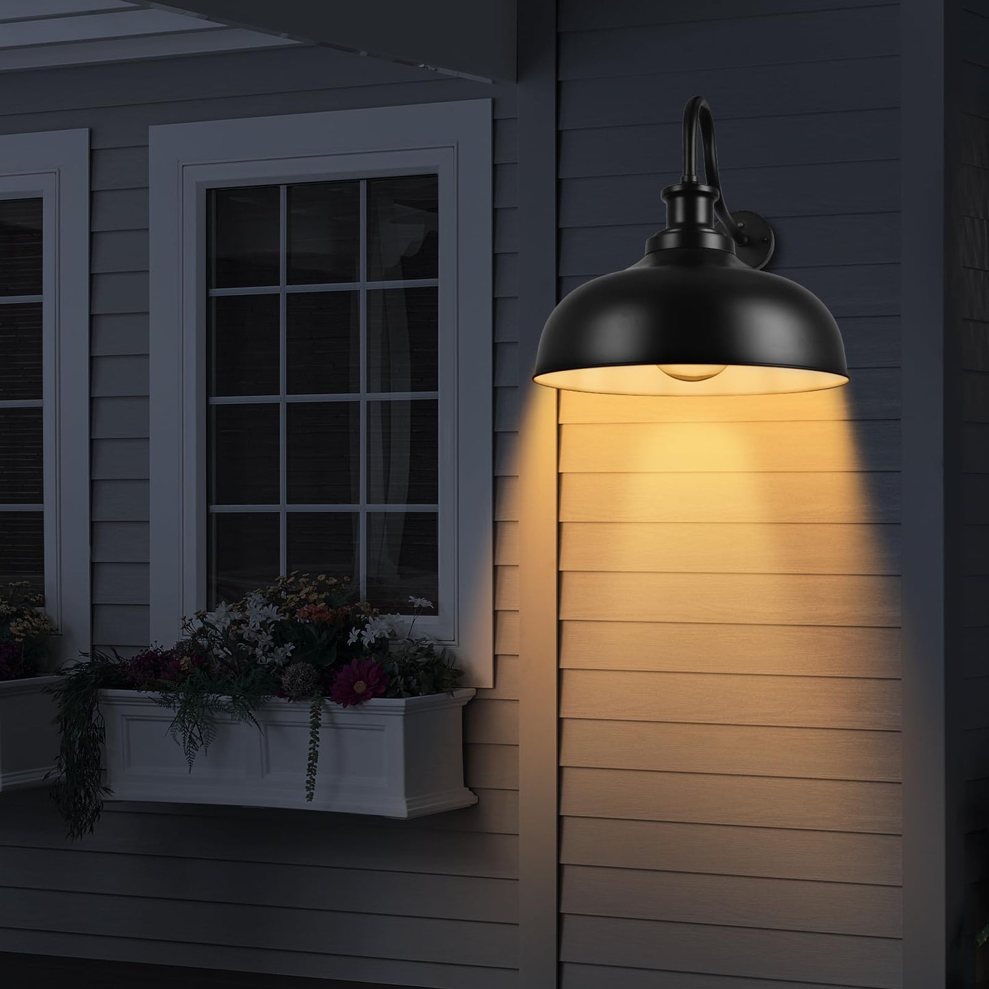 Diyel Dusk To Dawn Outdoor Barn Light 16 Inch Dome Outdoor Wall Sconce Farmhouse Exterior Wall Mount Light Wall Lighting Fixture Industrial Black Wall Lantern For Porch Garage 3 Pack