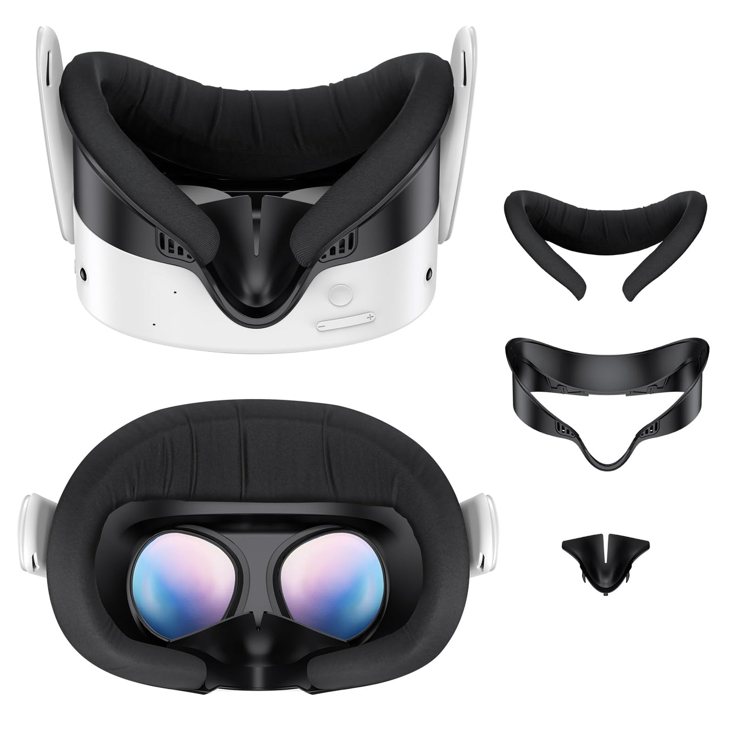 for Oculus Quest 3S Face Pad Cover - Widen Facial Interface with Detachable Nose Pad,Ice Silk Face Cushion Replacement for Meta