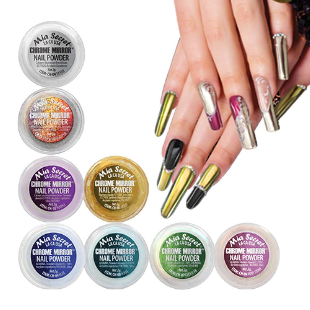 Mia Secret Chrome Mirror Nail Powder - The Original Holographic Purple Manicure Nail Art Decoration For Mirror Effect Nails