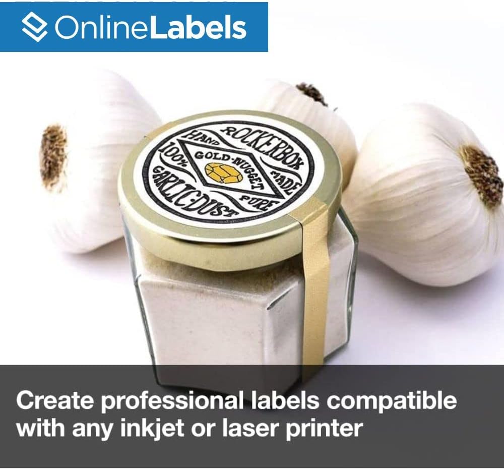 2" Round Labels - Permanent Adhesive, White Matte - Great for Candle & Jar Lids, Products, Favor Labels - Pack of 100,000 Circle Stickers, 5,000 Sheets - Inkjet/Laser Printers, OL5375WX, OnlineLabels