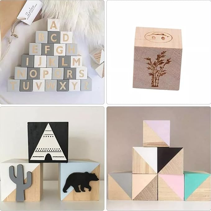 1cm Wood Blocks for Crafts, 500Pcs Unfinished Wood Cubes, Natural Pine Small Wood Square Blocks, Wooden Cubes for Arts Crafts and DIY Projects 