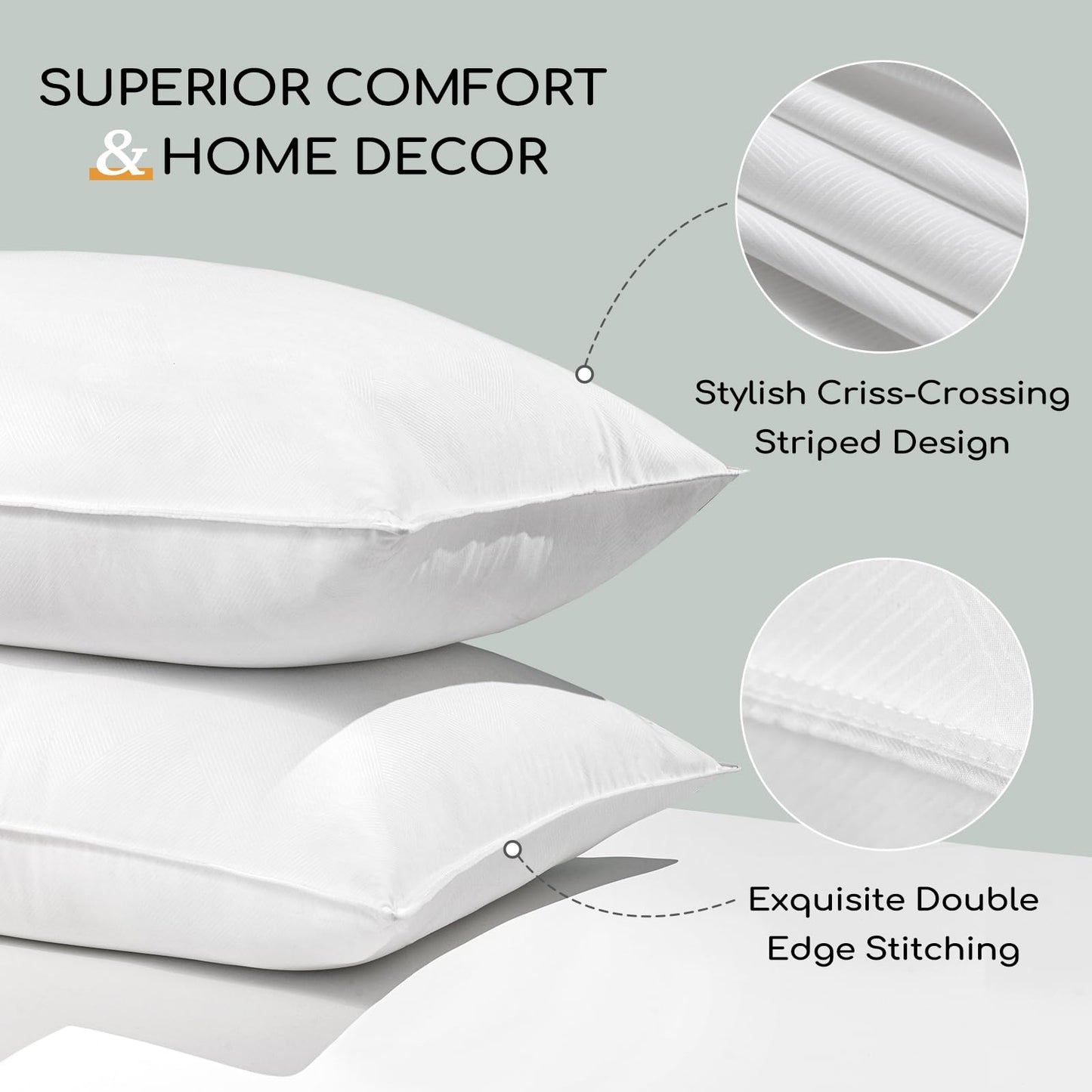 HARBOREST Bed Pillows Standard Size Set of 2 - Luxury Hotel Collection Down Alternative Pillows for Sleeping, 20 x 26 Inches