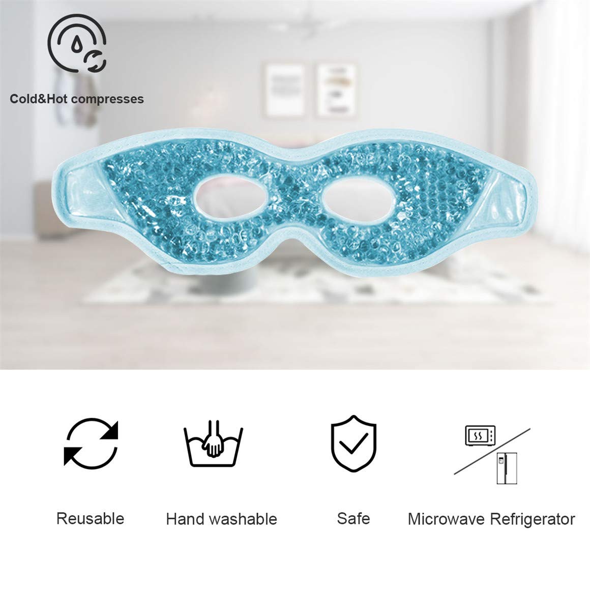 Ruzzut Cooling Gel Eye Mask with Eye Holes, 2 PCS Cold Eye Packs for Puffiness & Swelling, Reusable Hot Cold Compress Heat Ice Gel Pack, Green and Blue