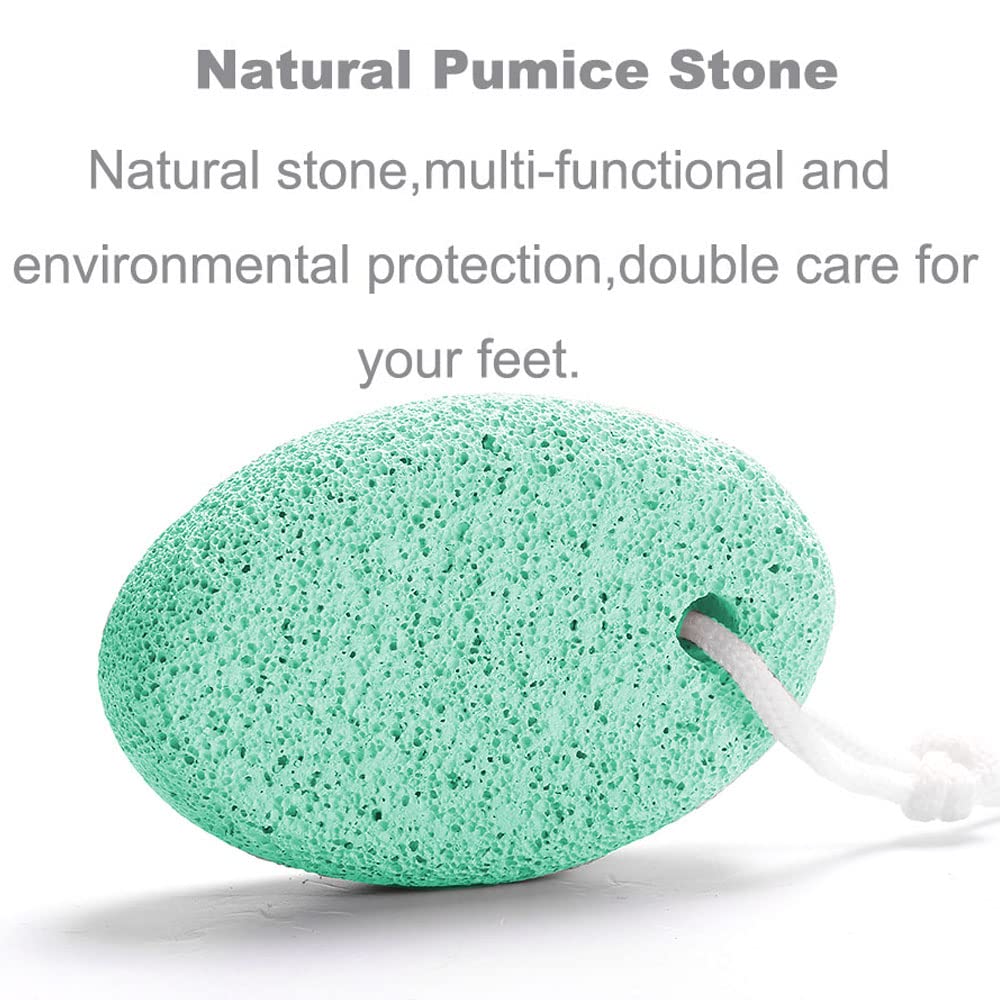 Natural Foot Pumice Stone for Feet, Borogo 2-Pack Lava Pedicure Tools Hard Skin Callus Remover for Feet and Hands -White&Green