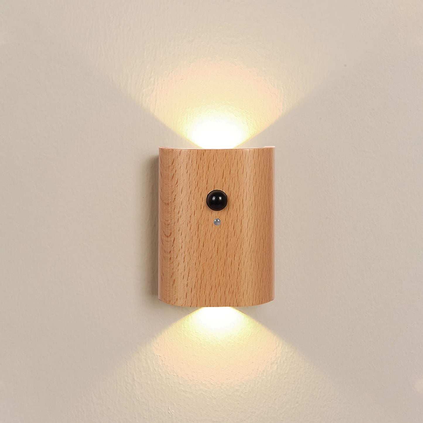 LANDGOO White Ash Wood Night Light Step Light - Smart Motion Sensor Stair Lighting, Rechargeable 2700K LED for Bedroom Hallway S