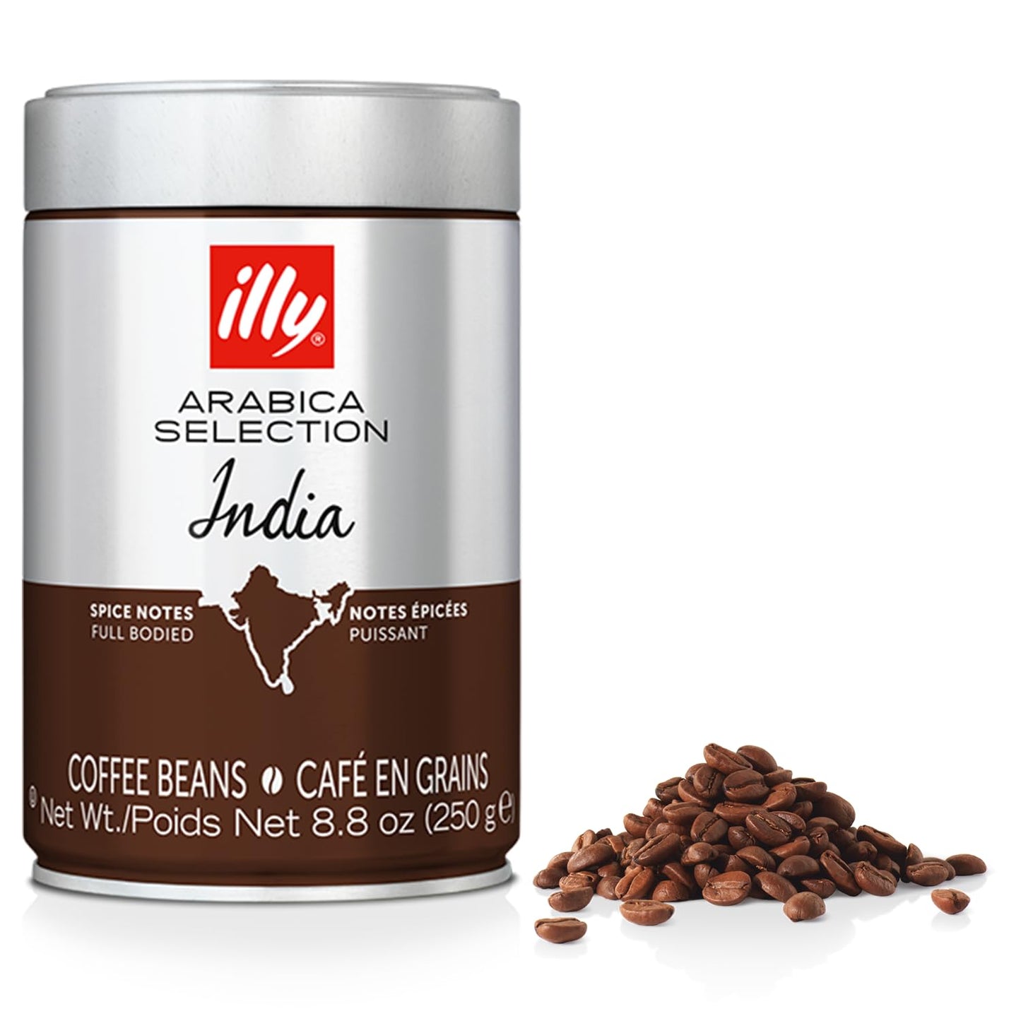 illy Whole Bean Coffee - Perfectly Roasted Whole Coffee Beans - India Dark Roast - with Notes of Black Pepper & Extra-Dark Choco