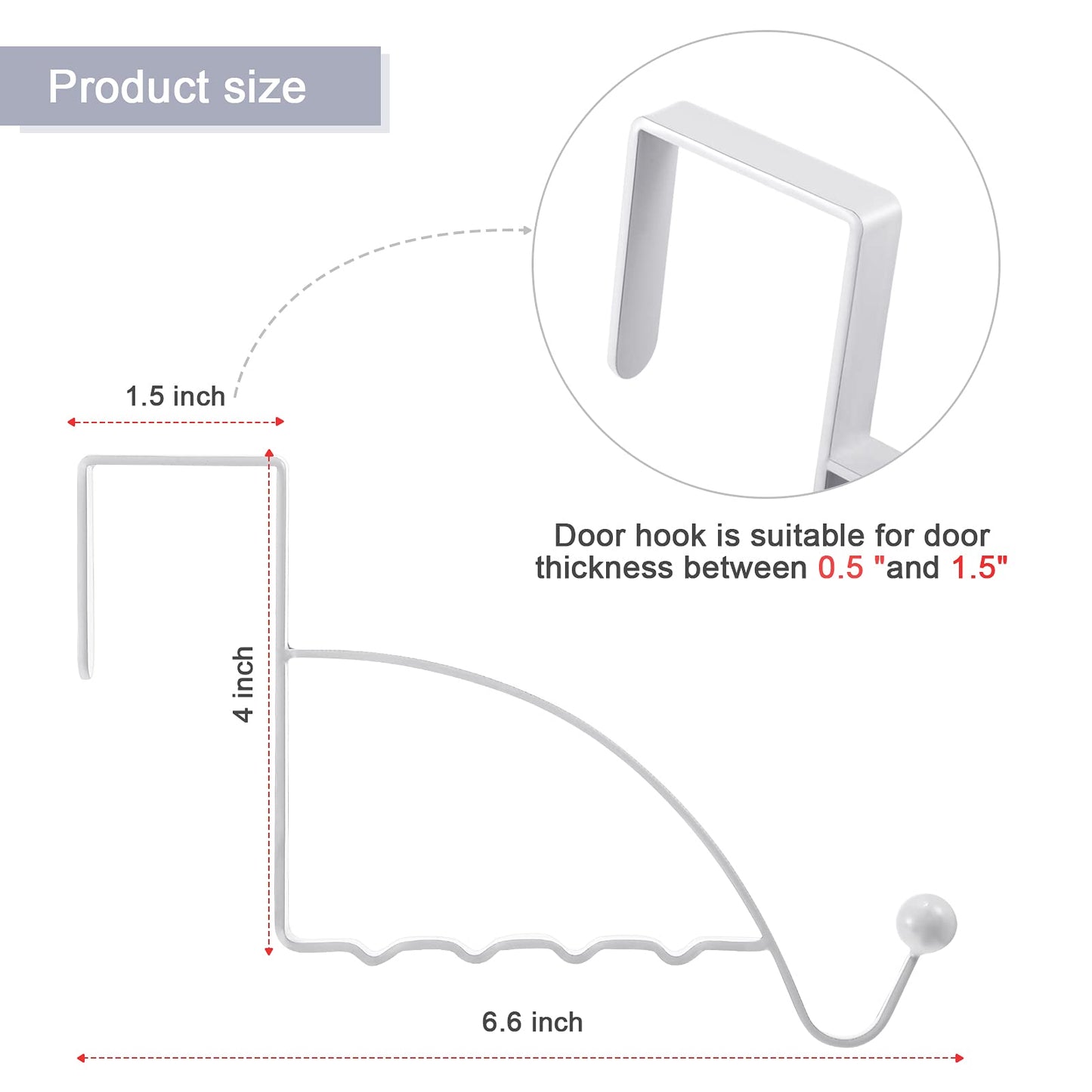 Hotop 2 Pcs Over The Door Hooks Over Door Hanger Sturdy Valet Hooks Mounted Hanging Storage Organizer Rack for Clothes Coats Towels Hats Scarves Purses(White)