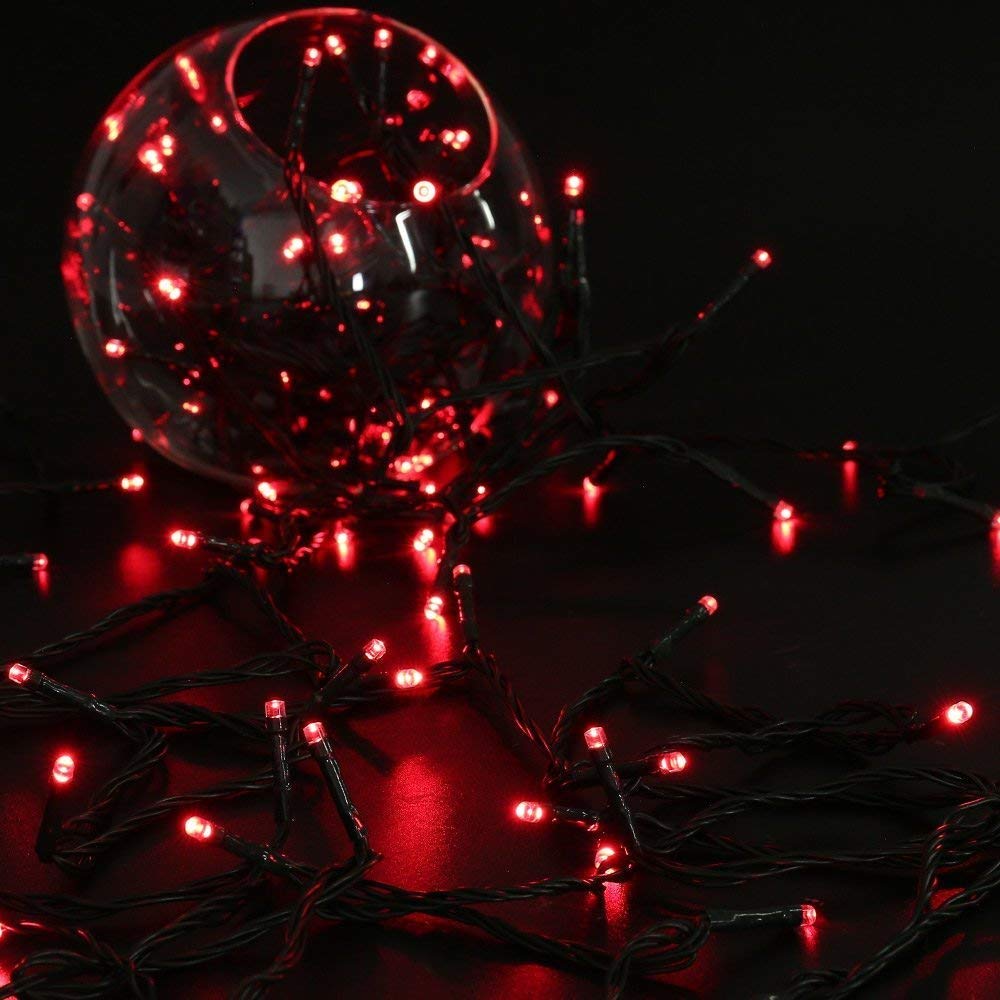 Toodour Solar Christmas String Lights, 72ft, 200 LED, 8 Modes, Waterproof, Red