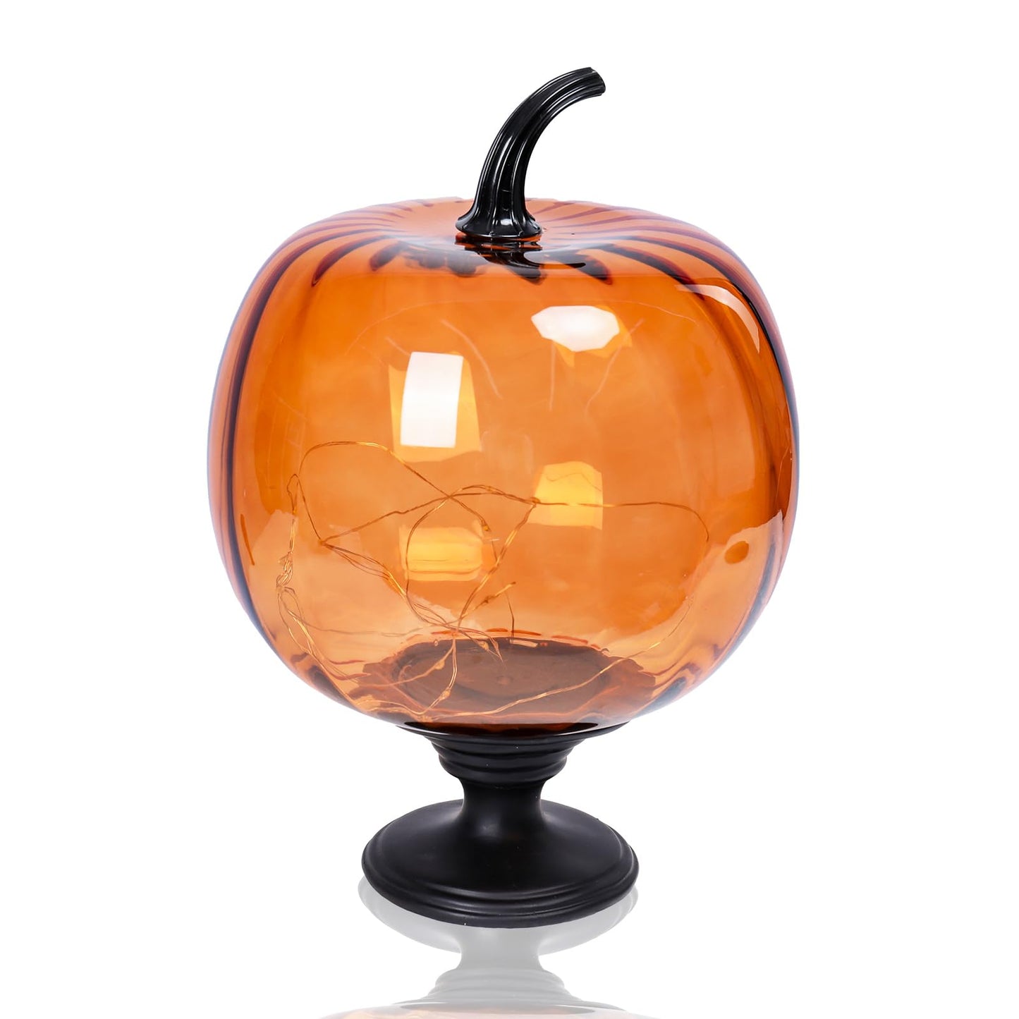 Afirst Decorative Glass Pumpkin Lights Battery Operated Pumpkin Table Lamps Halloween Fall Harvest Collection