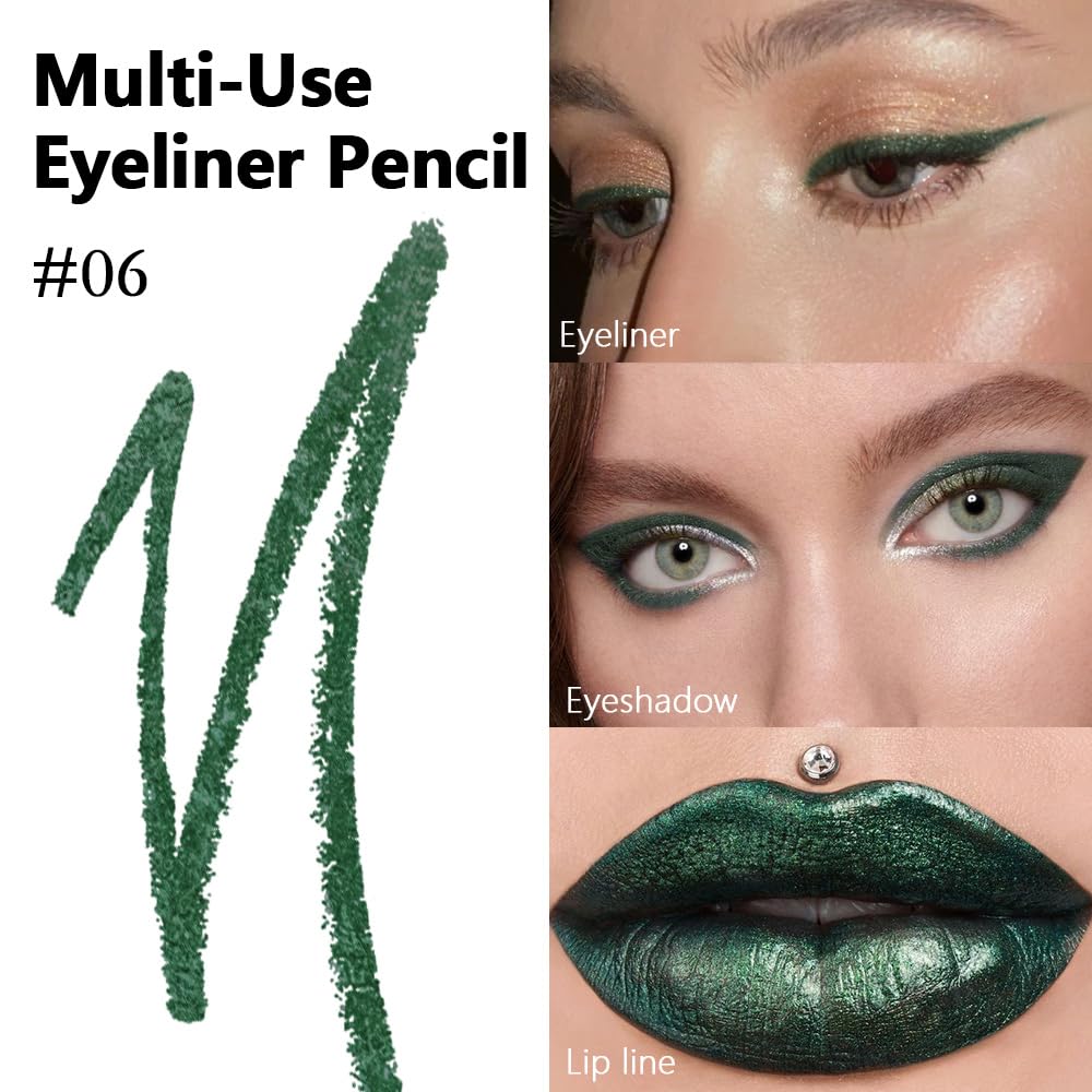 Kaely Gel Eyeliner Pencil for Women, Pearl Green Eye Liner Waterproof Smudge Proof with Sharpener, Waterline Eye Makeup Liners,