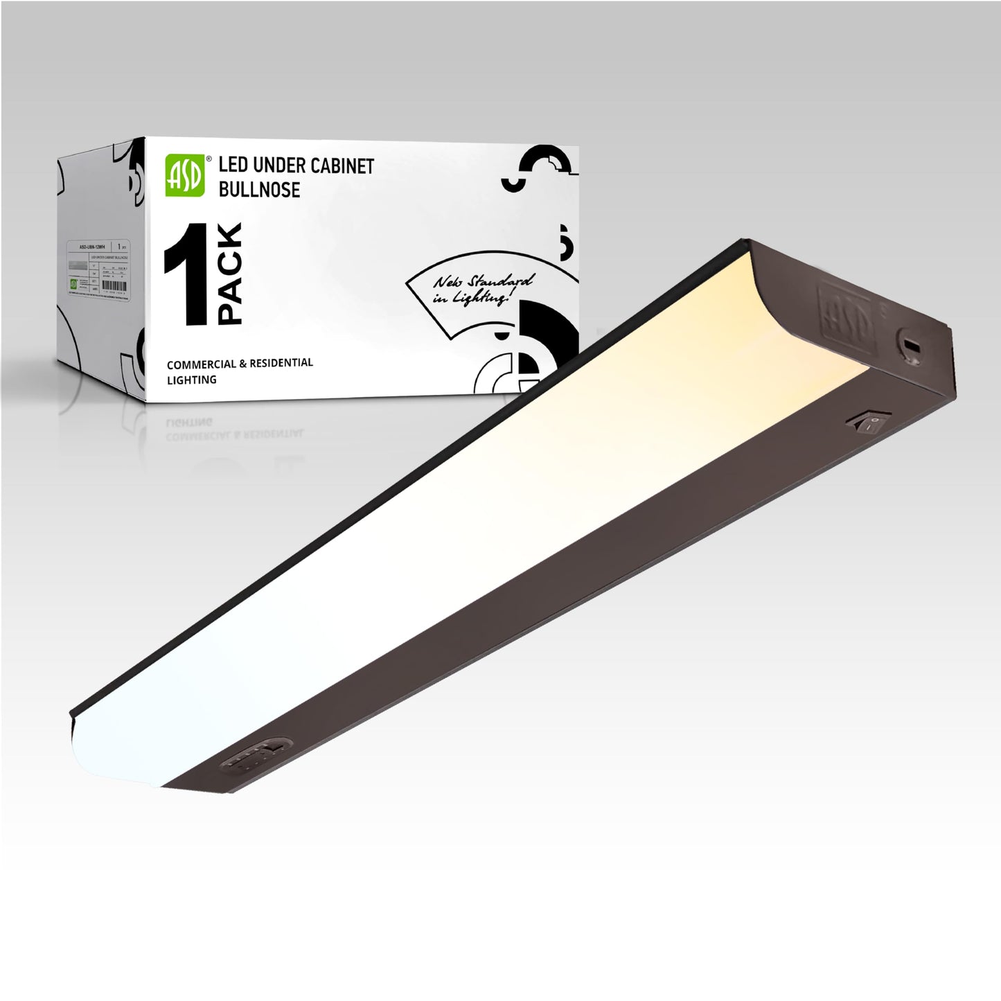 ASD 18 Inch LED Under Cabinet Lighting Hardwired, On/Off & Color Temp Switch, 10W 807LM, 5CCT 2700K-5000K CRI90+, Dimmable Under