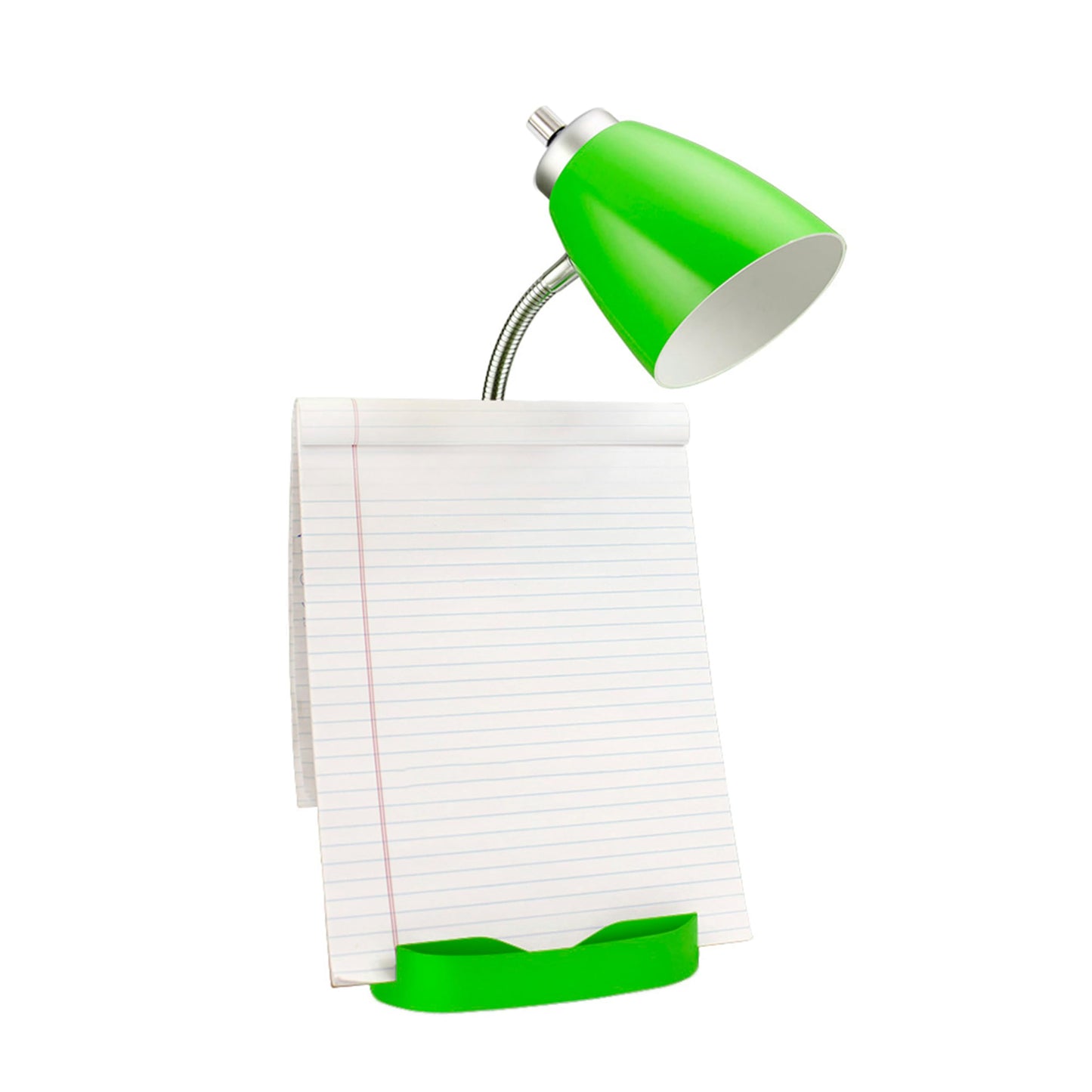 Simple Designs Gooseneck Desk Lamp with iPad Stand, Book Holder, Charging Outlet, 18.5in, Green, Model LD1094-GRN
