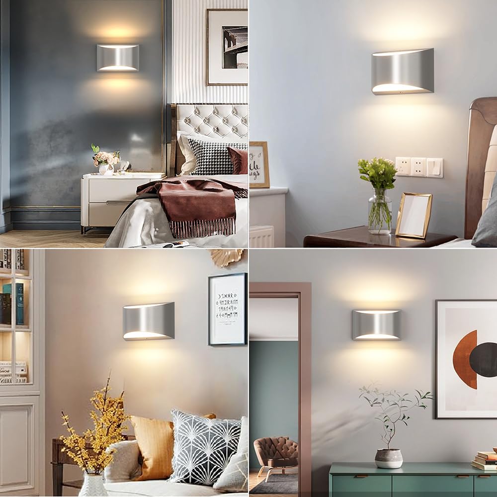 Aipsun LED Wall Sconce 4 Pack Hardwired Indoor Lighting Warm White 3000K Nickel Aluminum Model 9206