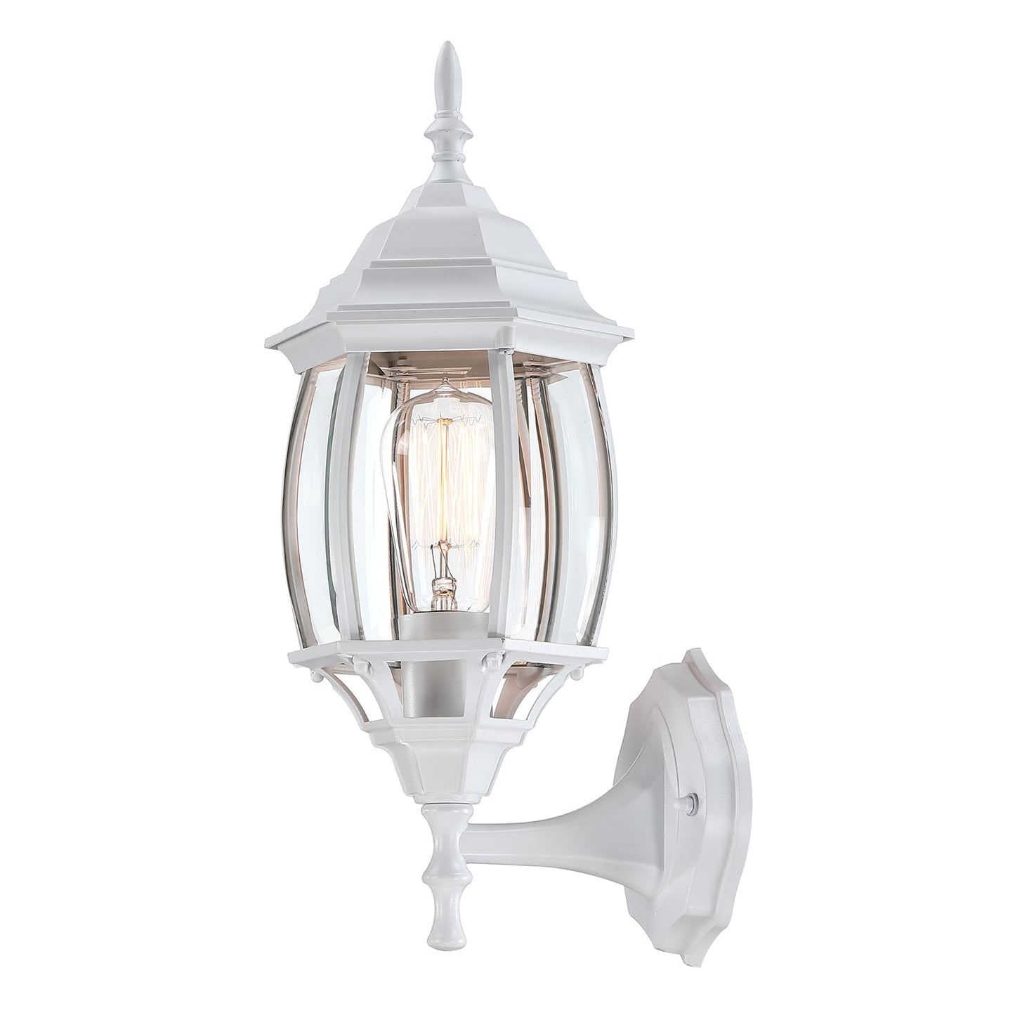 Faymart Lighting 2 Pack White Porch Light - Outdoor Wall Sconce 16.8In White Outdoor Light Fixture For House Garage Metal And Glass Exterior Wall Lantern For Front Door Balcony E26