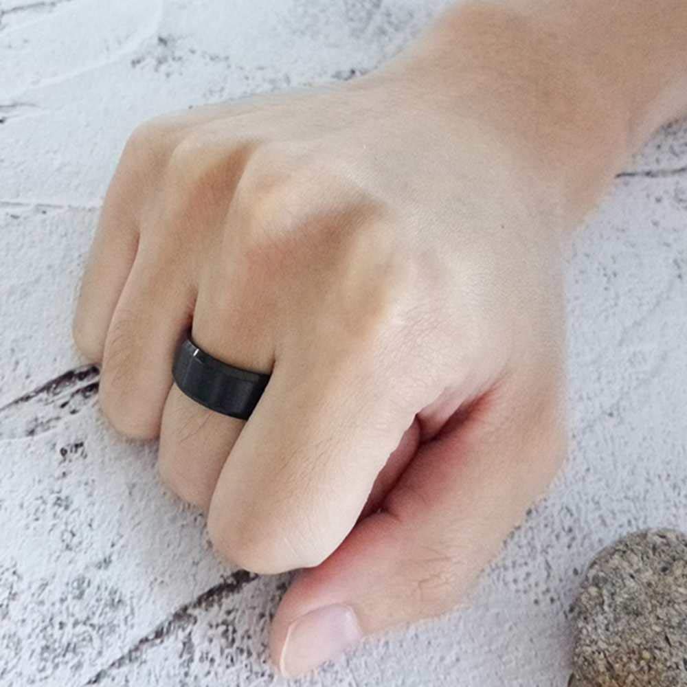 8mm Brushed Matte Black Titanium Stainless Steel Classical Simple Plain Ring Wedding Band (Stainless Steel, 5.5)