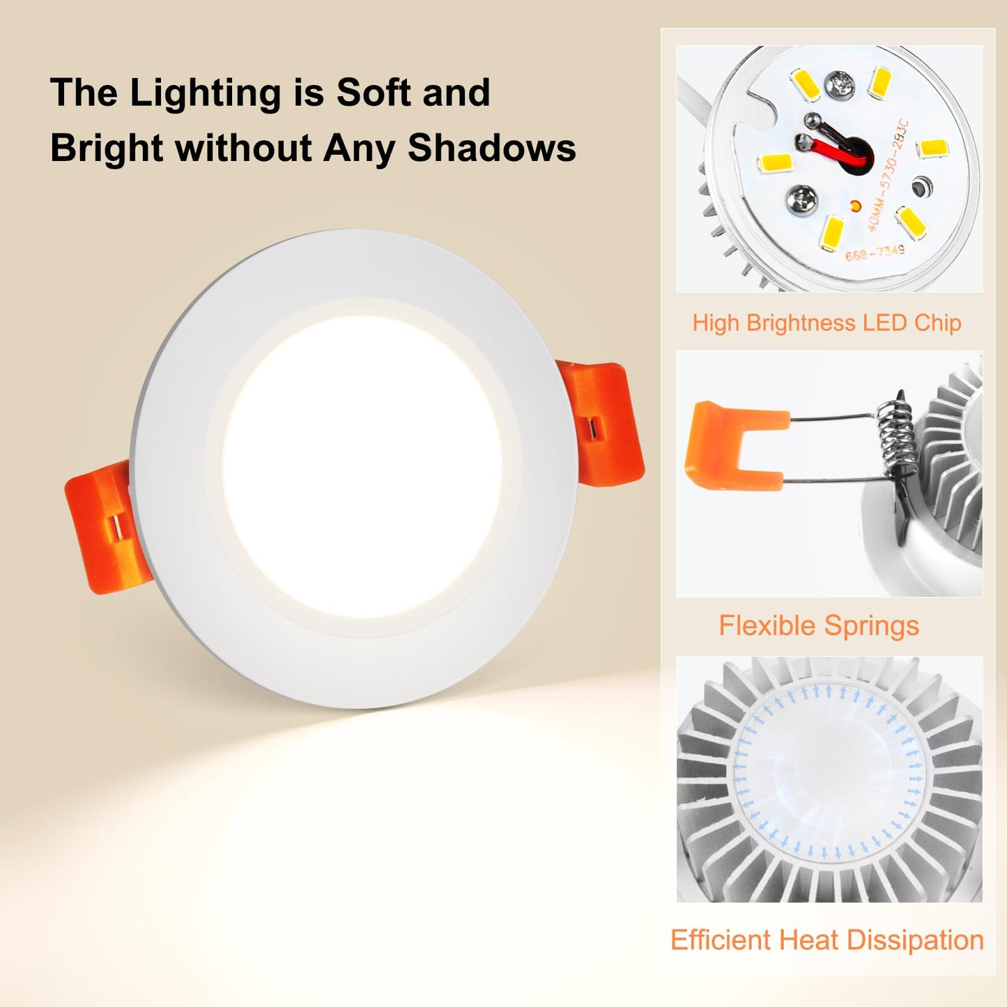 Ygs-Tech 3.5 Inch Led Recessed Lighting Dimmable Downlight 7W(55W Halogen Equivalent) Cri80 4000K Natural White Ceiling Light With Led Driver(4 Pack)