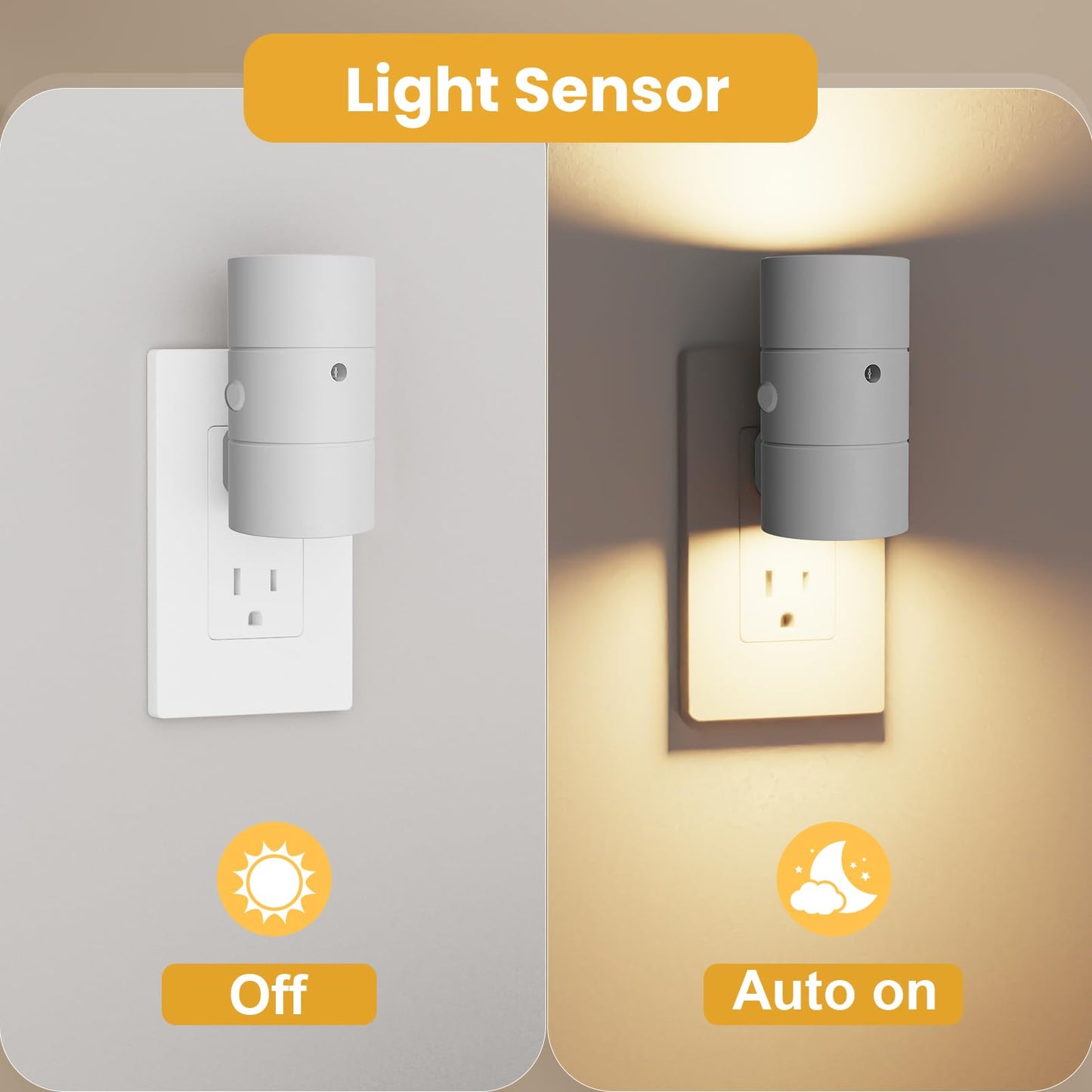 VOLISUN Dimmable LED Night Lights, Dusk to Dawn Sensor, 0-100LM Brightness, 3 Color Temps, 8 Pack, White, Model LH-XYD001