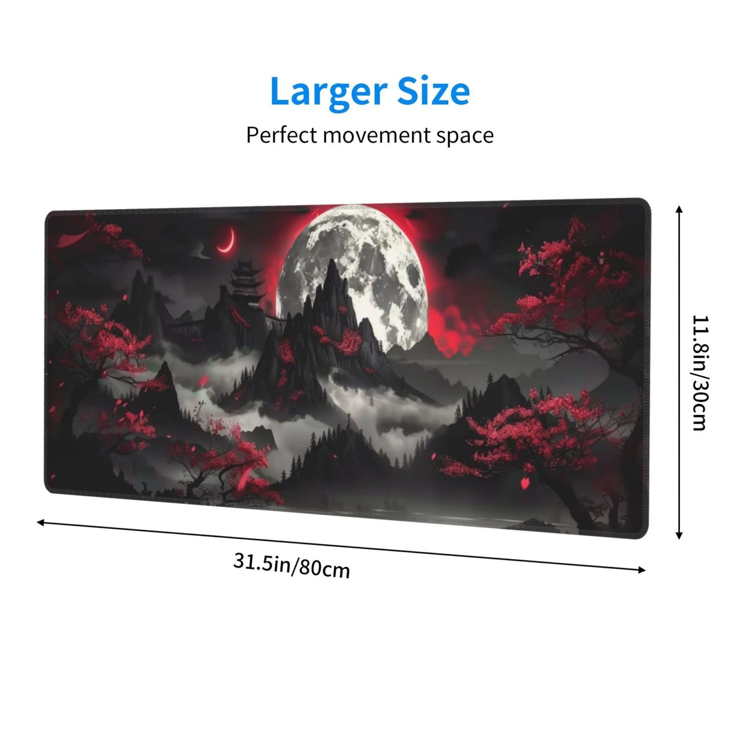 Extended Gaming Mouse Pad, Large Gaming Mouse Waterproof with Stitched Edges, Non-Slip Desktop Pad for Home and Office, Level Up Your 31.5x11.8 Inch… (Dark Night)