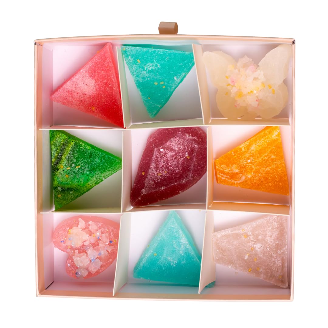 SILKY GEM - The Gemmies Edible Crystal Candy 8-10 Small Clusters Mixed Flavors Sample Box Kohakutou Edible Gem Vegan Gluten Free Christmas candy ASMR
