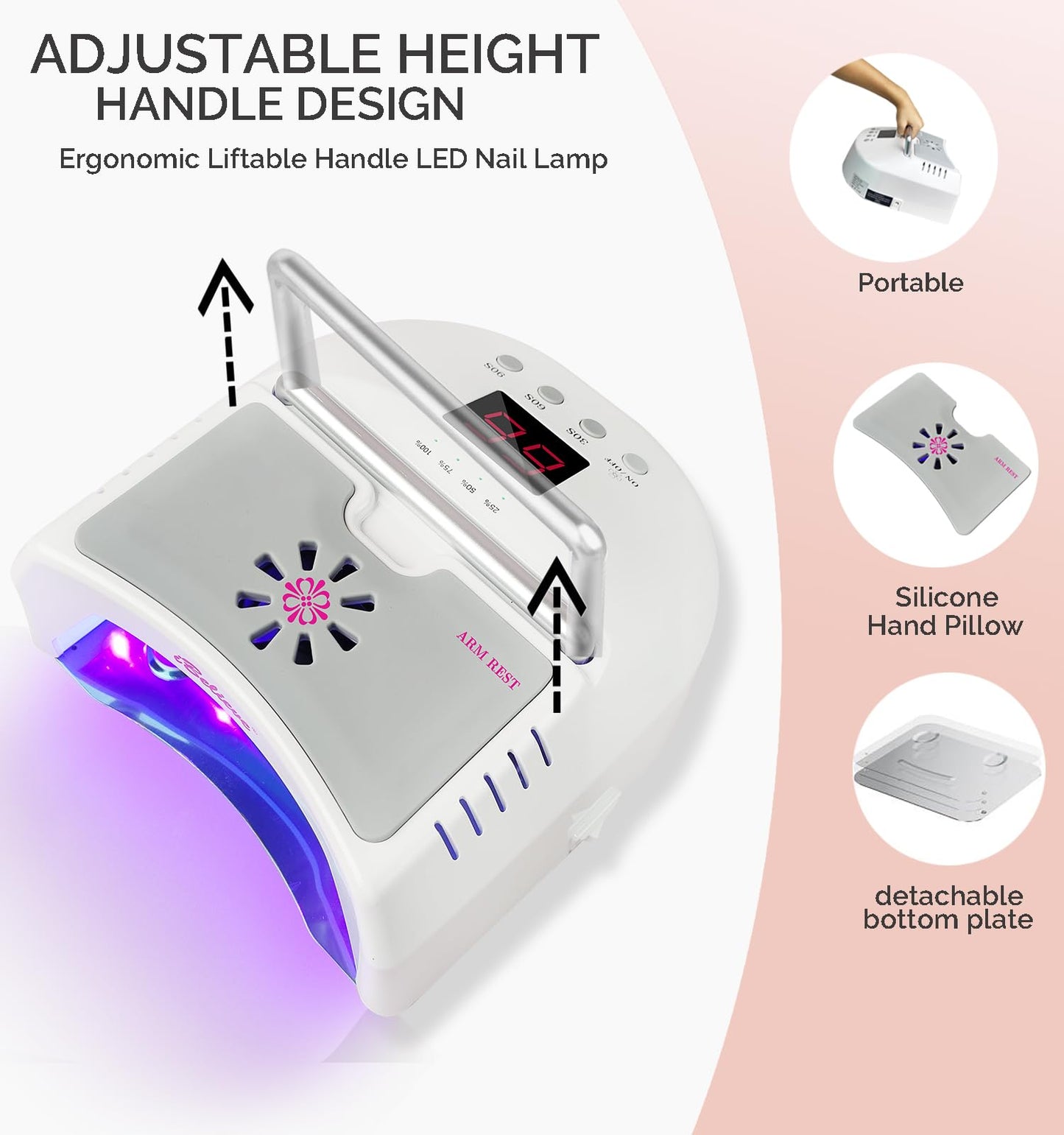 Cordless LED UV Nail Lamp,Professional Uv Llight for Gel Nails,OBEEGOO Nail Dryer for Acrylic Gel,Curling Lamp for Beauty Salon