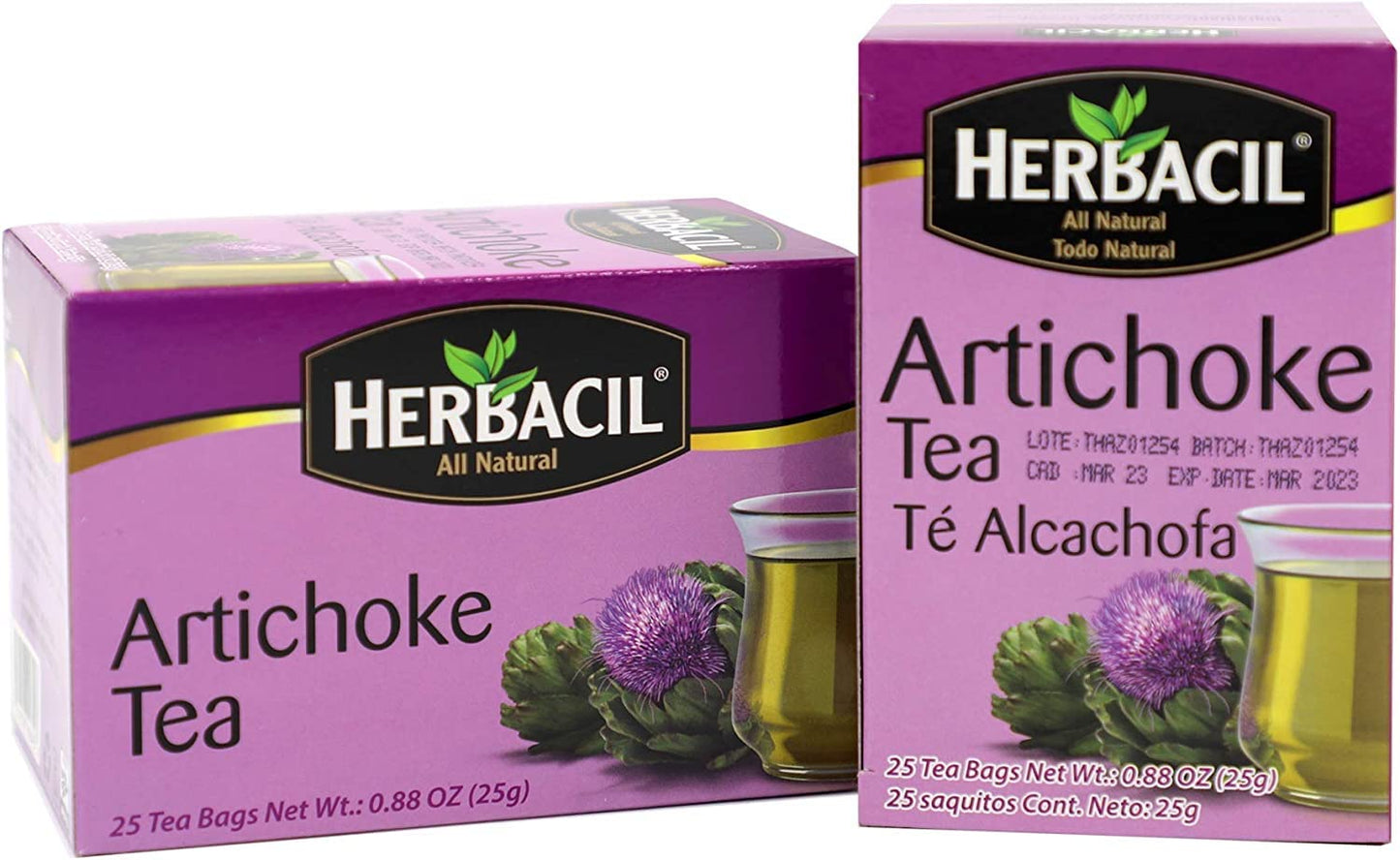 Herbacil Artichoke Tea Herbal Tea Caffeine-Free 2-pack of 25 tea bags per box (50 bags)