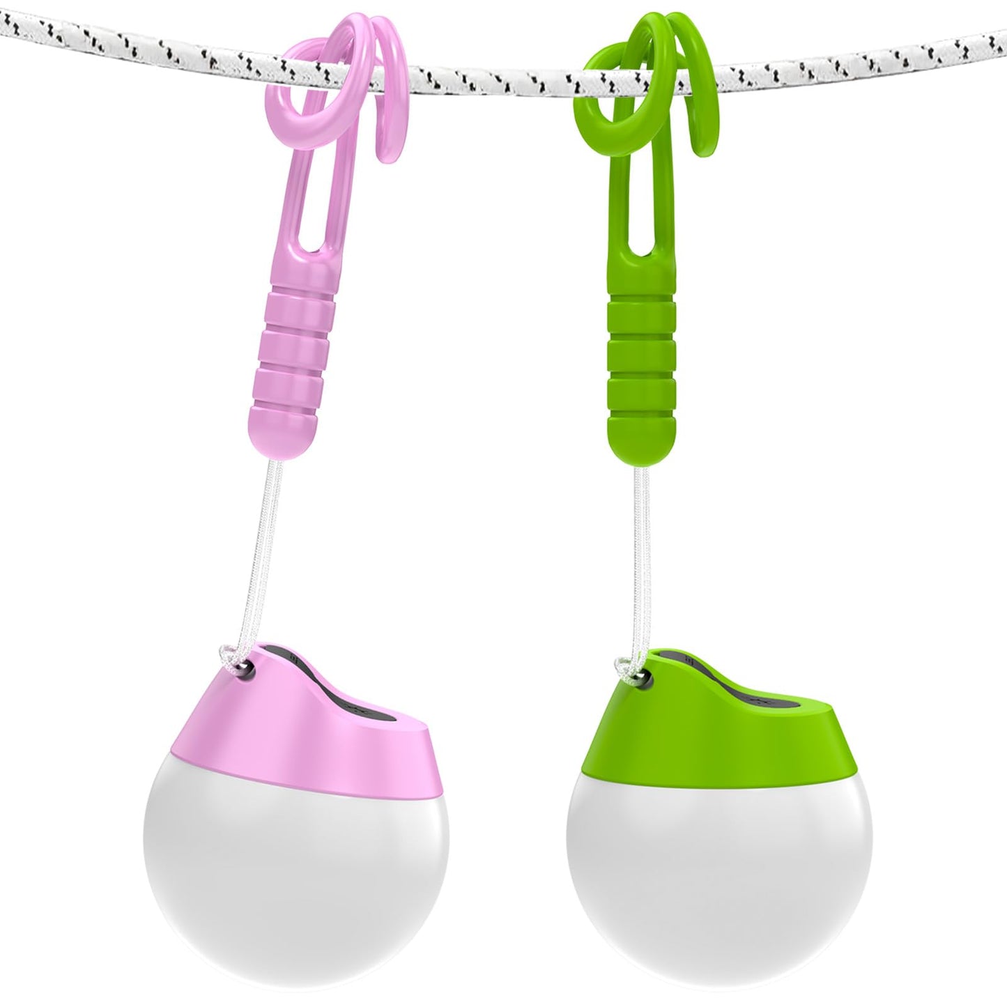LETMY Rechargeable Camping Lights, 2 Pack Portable tent lights With 4 Lighting Modes, 150LM LED Camping Lantern, Only 20g Hangin