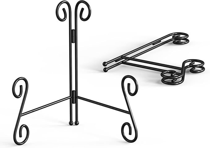 Plate Stand, 6 Inch Metal Plate Stands for Display 1 Pack, Black Iron Easel Stand Decorative Plate Holder for Picture Frame Photo Collectibles Book