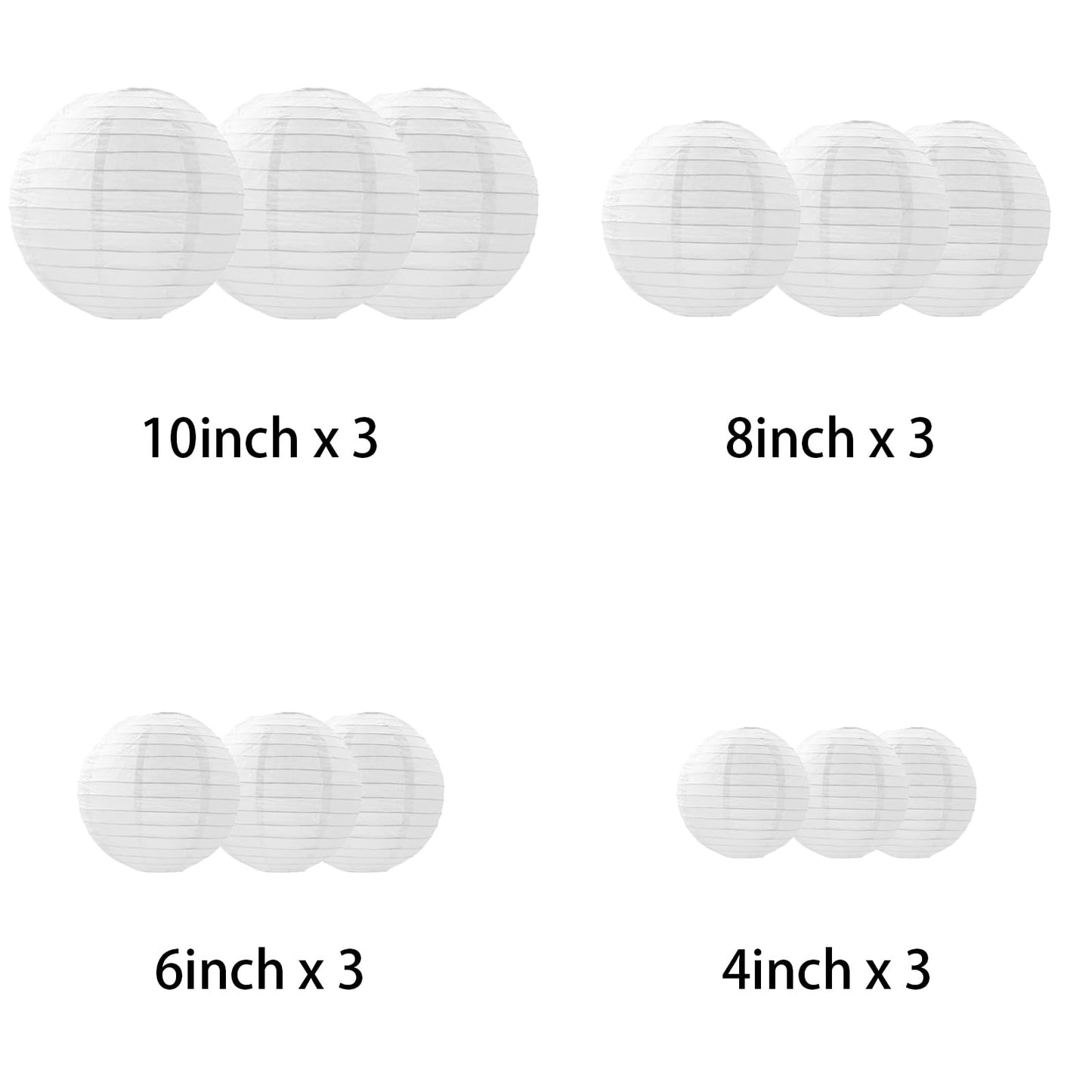 Tim&Lin White Paper Lanterns - 12 Pcs Decorative Round Hanging Lanterns For Weddings, Showers, Engagements, Birthdays